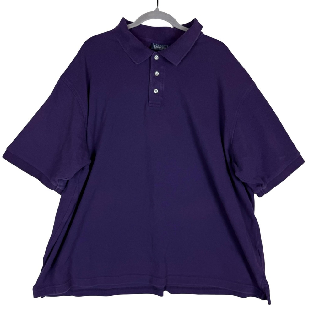 Basic‎ Editions Polo Shirt Mens Big 3XL Purple Solid Short Sleeve Cotton Casual